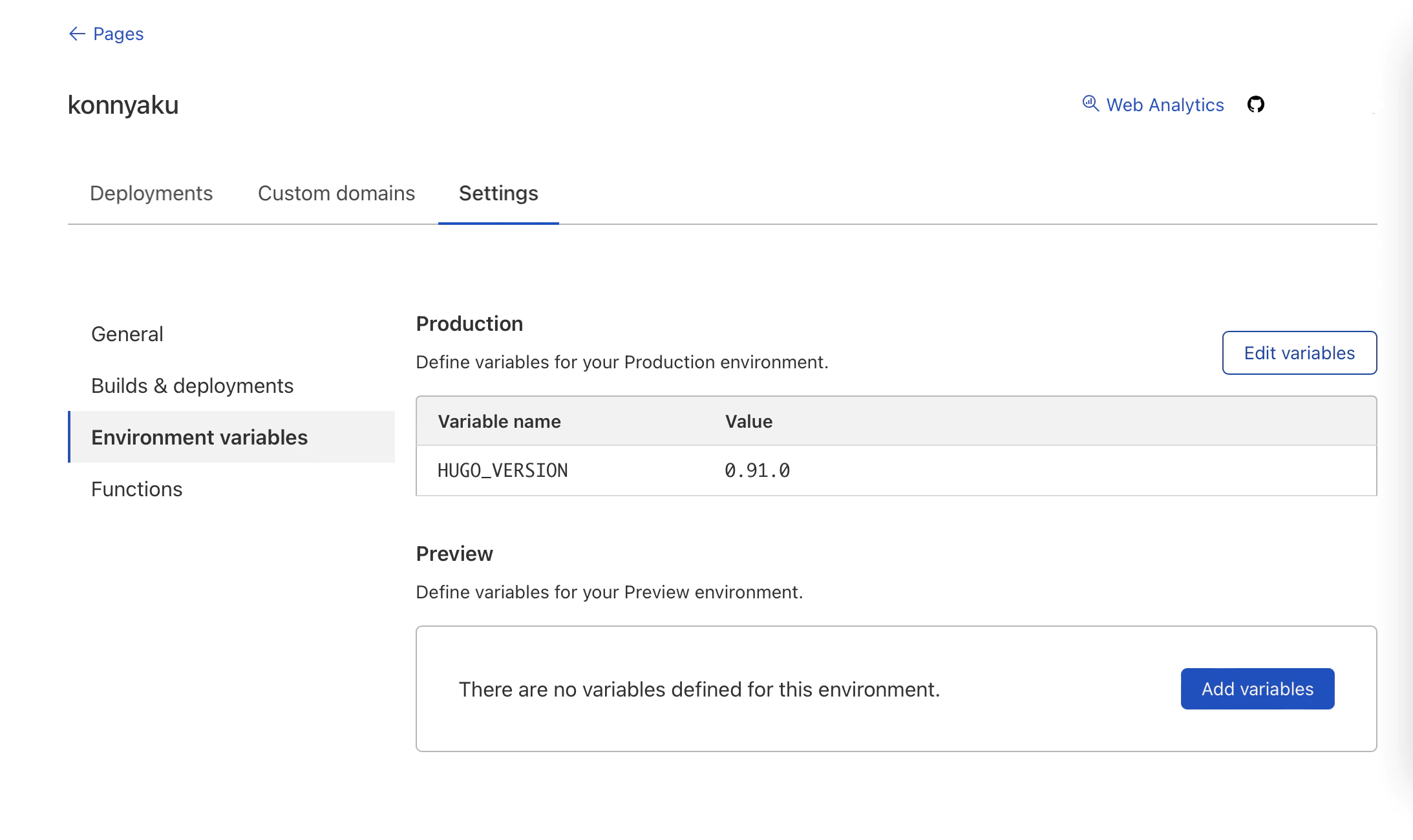 在环境变量中指定构建使用的Hugo版本